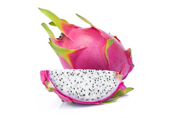 Dragon Fruit slice on white background, food and healthy concept