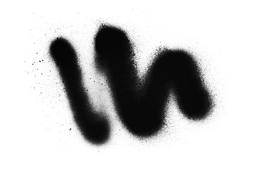 Black color spray paint on a white background paper - obrazy, fototapety, plakaty