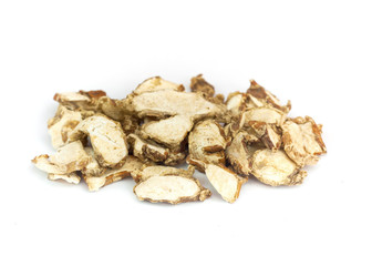 Sand Ginger, Aromatic Ginger, Resurrection Lily , Kaempferia galanga L on white background