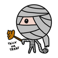 Tissue mummy with poop cartoon illustration