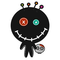 Black voodoo doll cartoon illustration