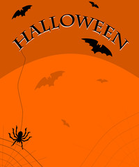 Halloween background with bats and a spider