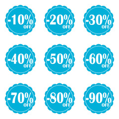 Set of percent discount sign icons, sale symbol, stars stickers