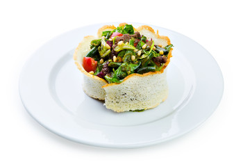 Warm salad with veal