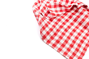 red folded tablecloth isolated on white