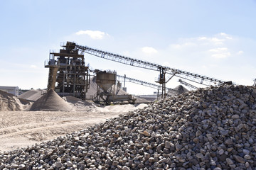 Stones and sand in gravel pit