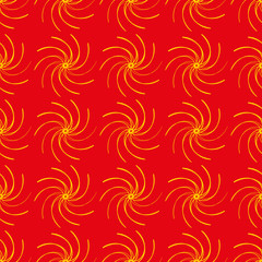 Yellow flowers on red background seamless pattern