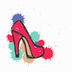 Fashion illustration, vector sketch, brand shoe background