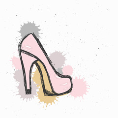 Fashion illustration, vector sketch, brand shoe background