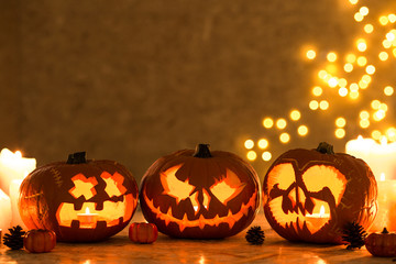 Fototapeta premium Three creepy pumpkins