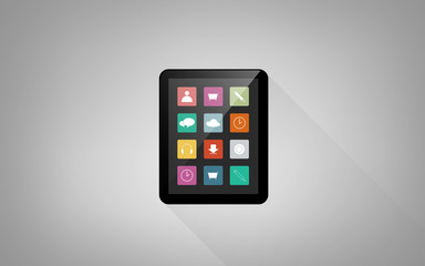 tablet pc computer with menu icons on screen