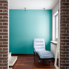 Blue wall in house's hall