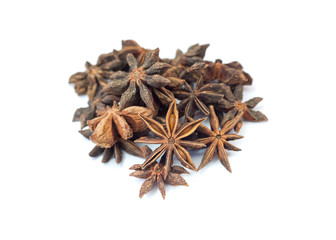 Star anise on white background