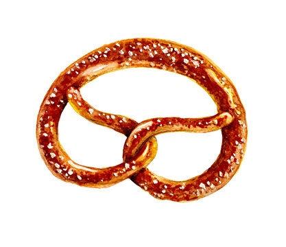 Watercolor  pretzel with salt