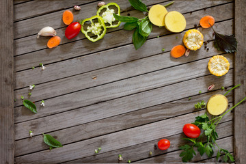 Set of assorted organic raw vegetables. The concept of a healthy