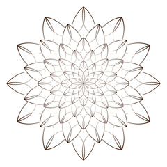 Vector Illustration - Abstract Floral Print. Abstract Flower, Mandala or Star for Coloring. Round Ornament Pattern. Coloring Page.