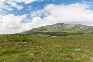 Fototapeta na wymiar view to plain and hills at connemara in ireland