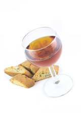 Bicchiere di vino liquoroso e cantucci