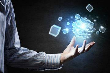 Technology integration concept . Mixed media