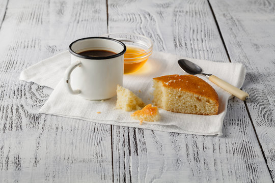 Semolina cake on a cutting board. Mannik