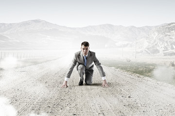 Fototapeta premium He is determined to start now . Mixed media