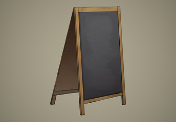 Empty Menu Black Board Isolated