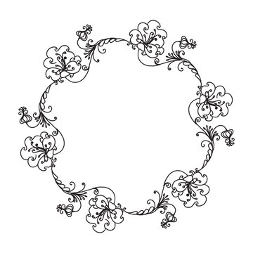 Hand Drawn Ornamental Circle Frame