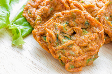 fried fish patty, a meal eaten with sauce, thai food.