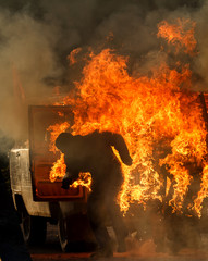 gimmick with burning people in the car