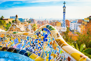 Park Guell, Barcelona. - obrazy, fototapety, plakaty