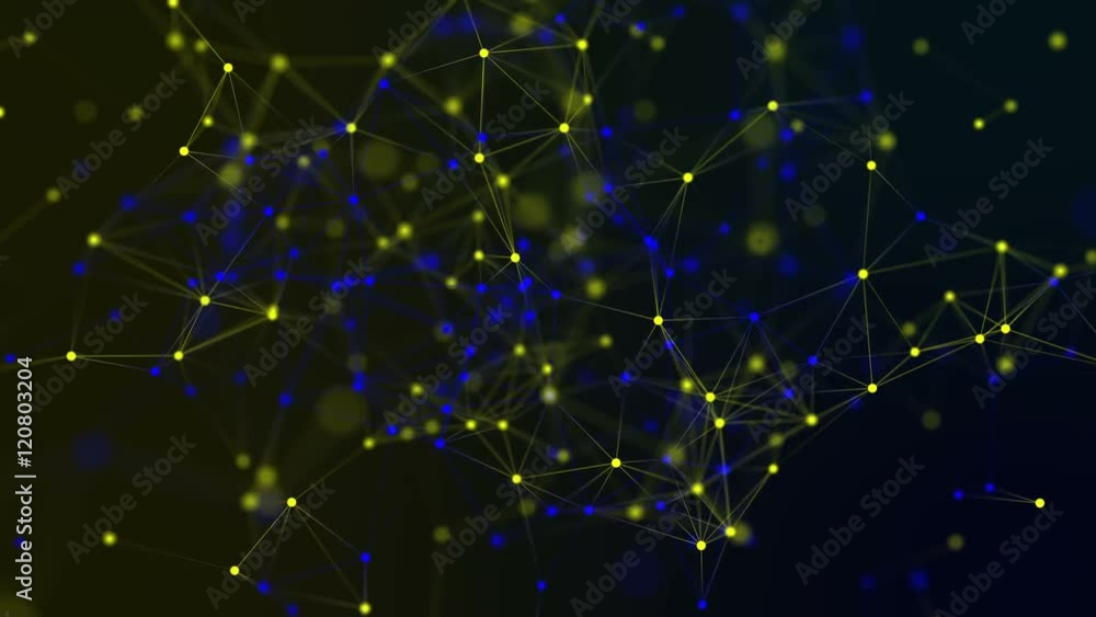 Aufkleber abstract geometric plexus looping background with color lines and dots