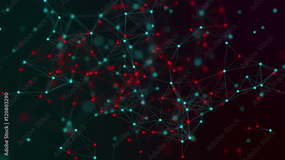 Aufkleber abstract geometric plexus looping background with color lines and dots