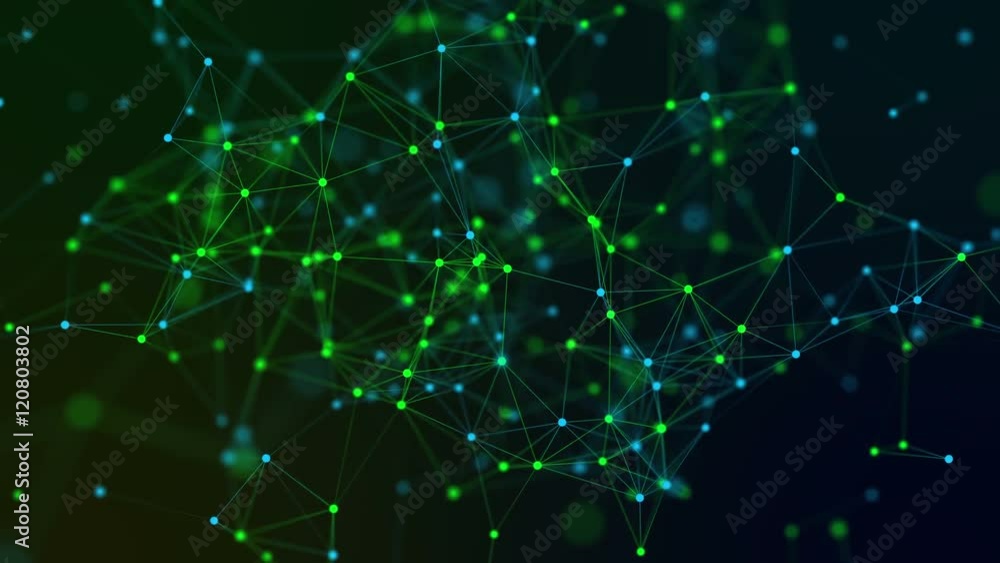 Aufkleber abstract geometric plexus looping background with color lines and dots