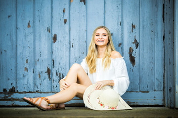 High school senior poses for portraits