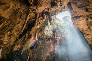 Light into the cave by the time of the sun