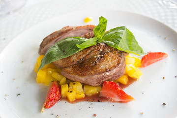 Duck with wine sauce
