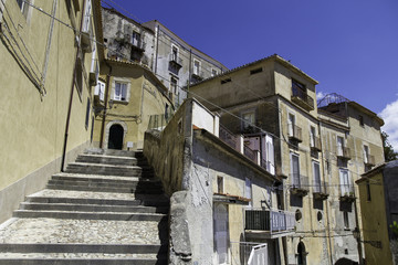panorama of the houses in the old town of Amantea, Calabria