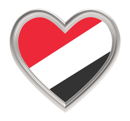 Sealand flag in silver heart isolated on white background. 3D illustration.