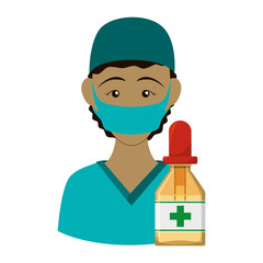 Nurse with uniform and dropper icon. Medical and health care theme. Isolated design. Vector illustration