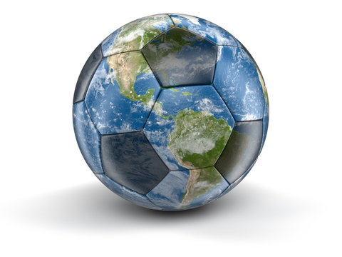 Soccer football and Globe. Image with clipping path