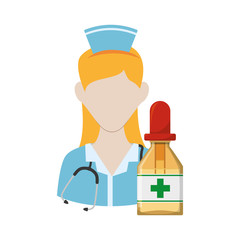 Nurse with uniform and dropper icon. Medical and health care theme. Isolated design. Vector illustration