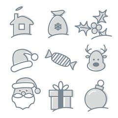 Christmas icon set seamless pattern