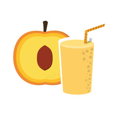 flat design apricot and juice glass icon vector illustration