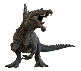 Spinosaurus aegyptiacus 3D render isolated on white background.