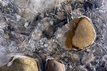 Frozen Stream Abstract with Rocks and Ice