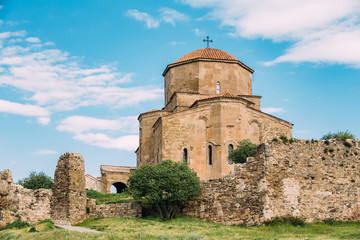 Fototapeta na wymiar Mtskheta Georgia. Ancient Georgian Church Of Holly Cross, Jvari Monastery
