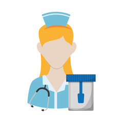 Nurse with uniform and jar icon. Medical and health care theme. Isolated design. Vector illustration