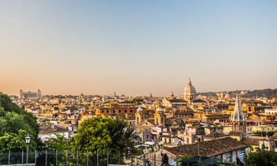 Panoramic view from Pincio hill, Rome, Italy - obrazy, fototapety, plakaty