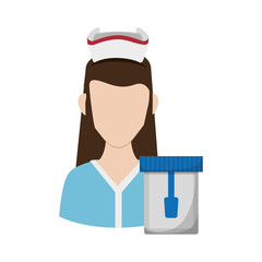 Nurse with uniform and jar icon. Medical and health care theme. Isolated design. Vector illustration