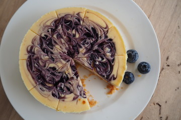 blueberry cheesecake on white dish